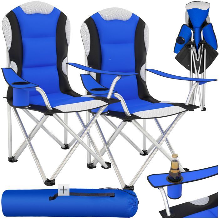 Ensemble Table Et 2 Chaises Pliantes GYMAX - Réglable 5 Positions, Appui-Tête - Pour Camping, Jardin, Plage
