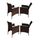 4x Chaise de jardin Rotin avec coussin Marron
