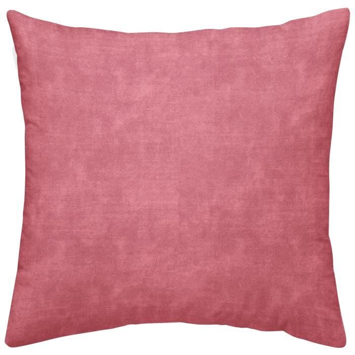 TODAY TROPIK SUMMER Coussin déhoussable Aurora - Velours et chambray - 40 x 40 cm - Rose