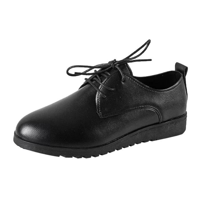 Noir Chaussures Cuir Lace Cheville Confortables Simple Femme Souliers Up En Sport Plates De iTPZkOXu