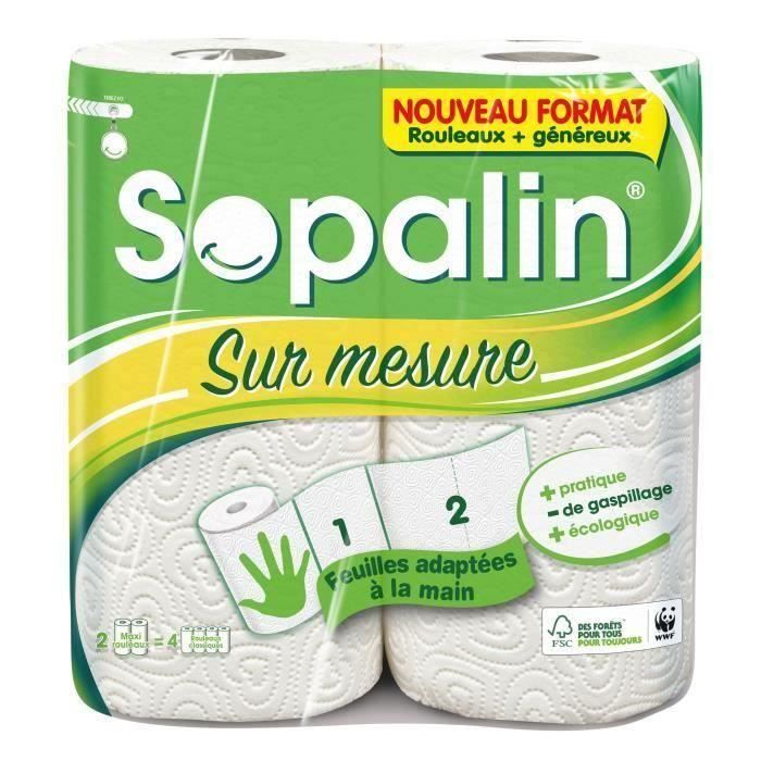 Lot de 6 - SOPALIN ESSUIE-TOUT MAXI ABSORBANT MAXI-FEUILLE, 2 ROULEAUX