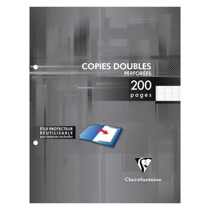 CLAIREFONTAINE - Copies doubles blanches perforées - 17 x 22 - 200 pages Seyès (Lot de 3)