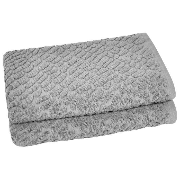 VENT DU SUD Lot de 2 draps de douche THALIA - 70x130 cm - Gris cendre