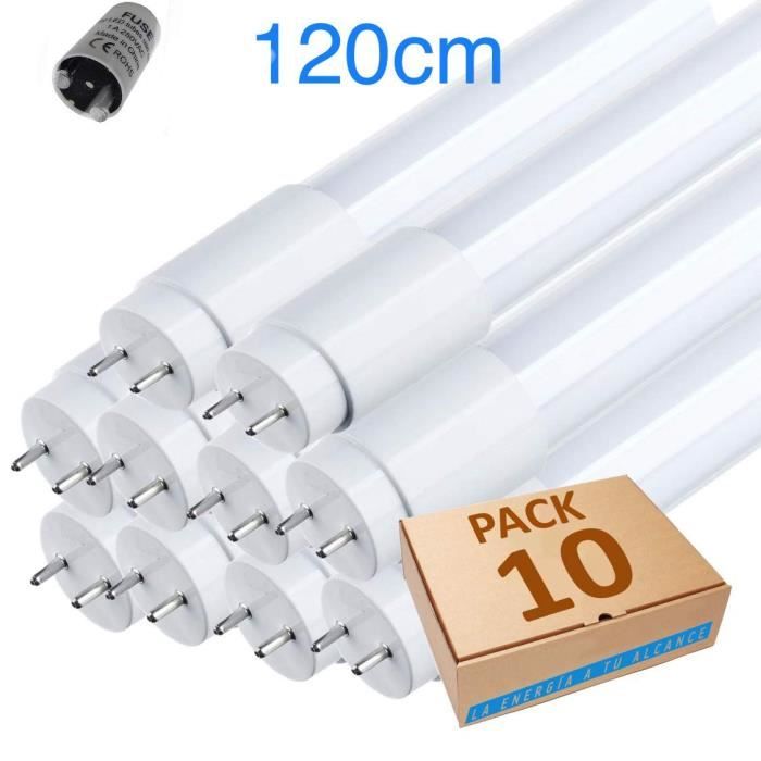 lot x10 tube néon led t8 120cm blanc froid - achat / vente tube