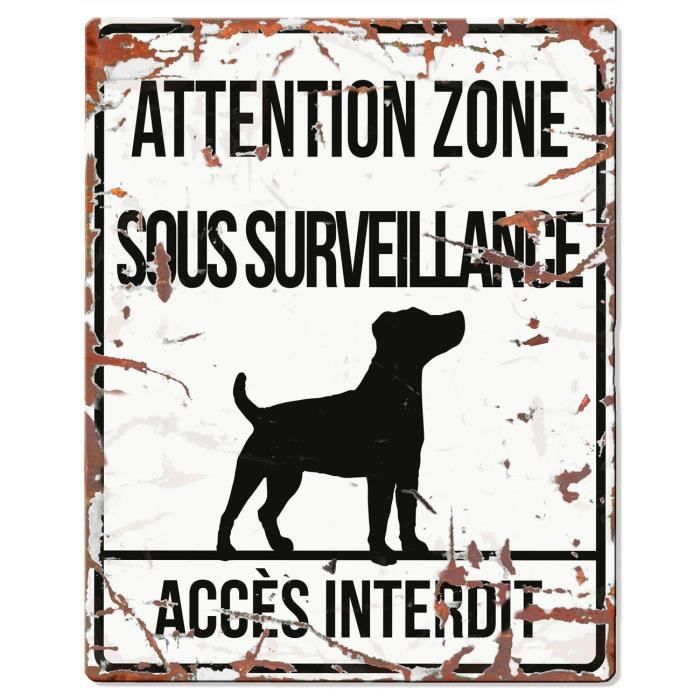 Noir Dd Plaque Attention Au Chien Avec Jack Russell Terrier