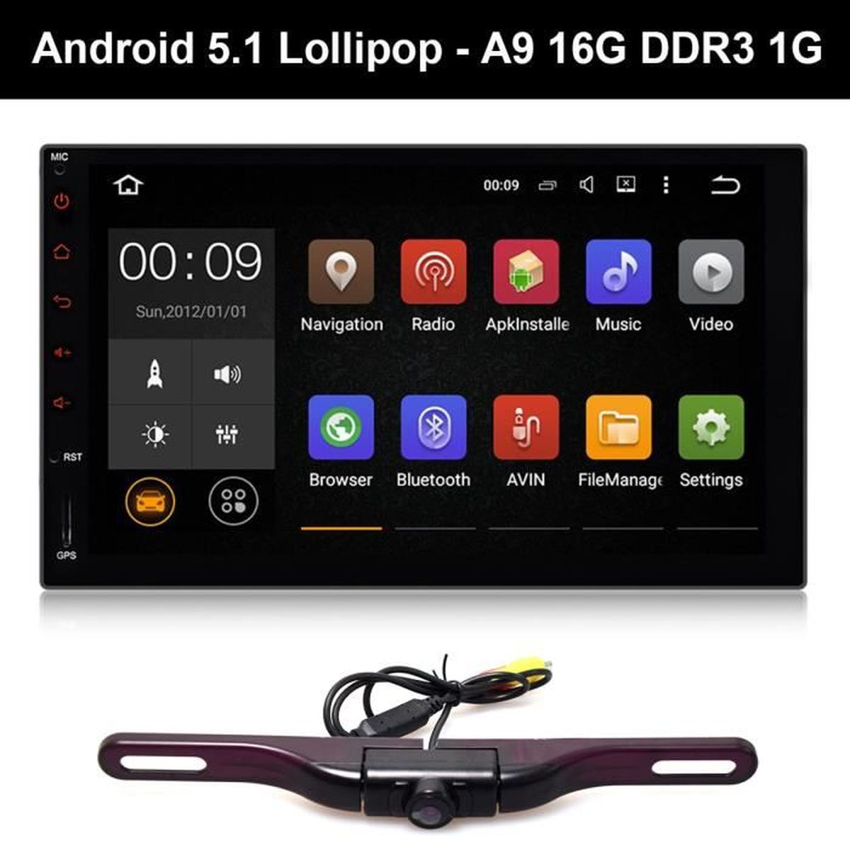 7" Autoradio Double DIN GPS Stéréo Android 5.1 Tablette HD Écran