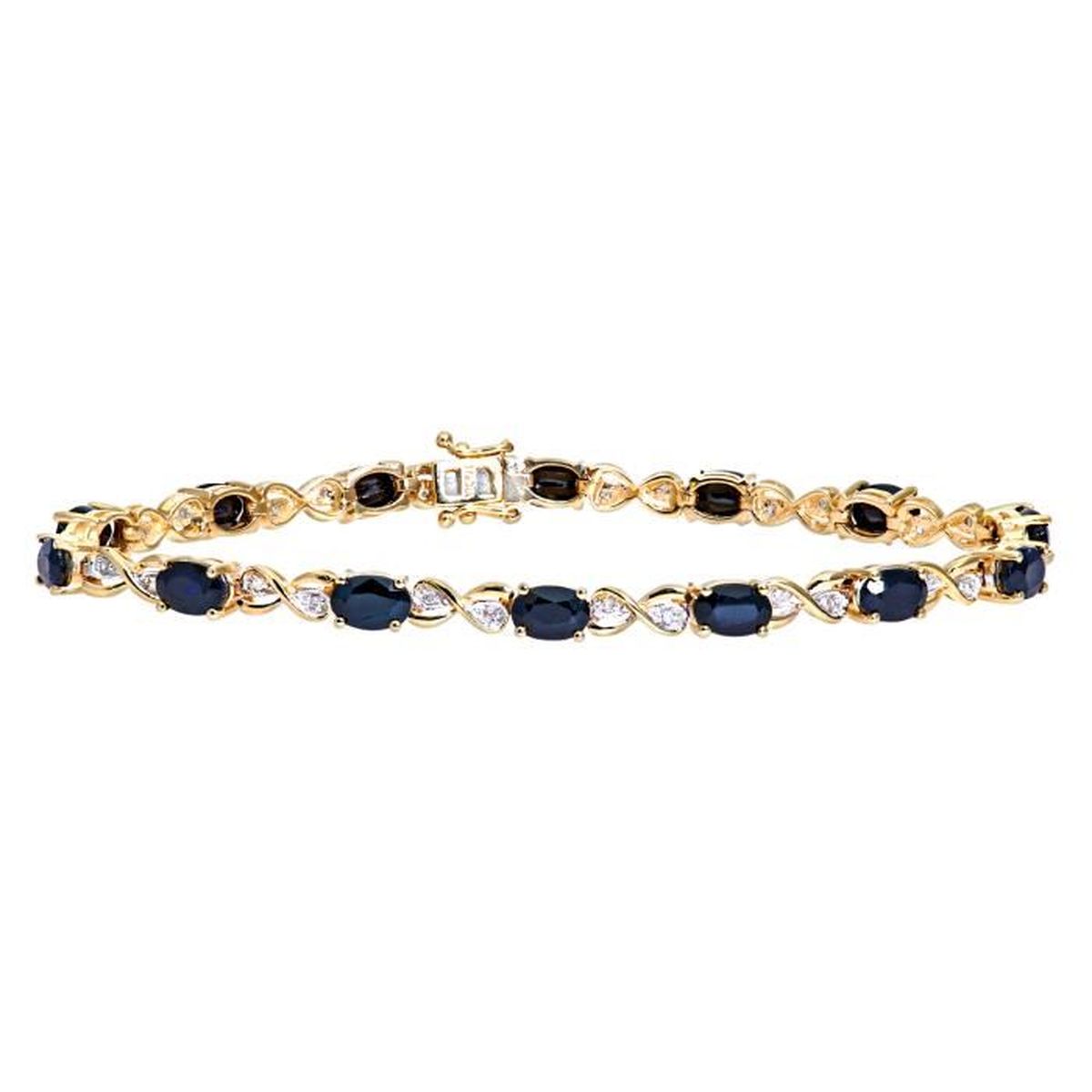 Revoni - Bracelet en or jaune 9 carats, saphirs et diamants, motif en ...