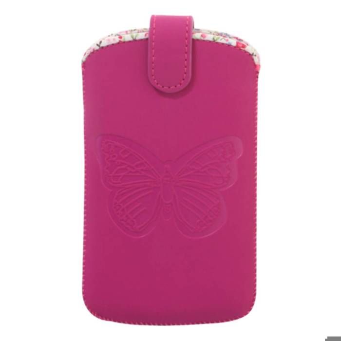 BBC Etui Pouch up universel taillle L - Rose avec papillons