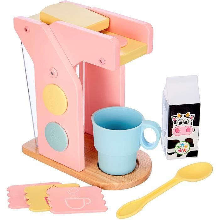 KIDKRAFT 63380 Set Machine à Café - Couleurs Pastel en Bois, dînette enfant, jeu d'imitation incluant accessoires en plastique