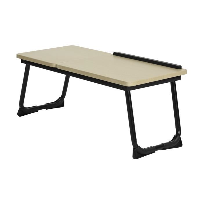 Tablette de lit pliable MAMIE BEECH - Structure en métal - Coloris hêtre et noir