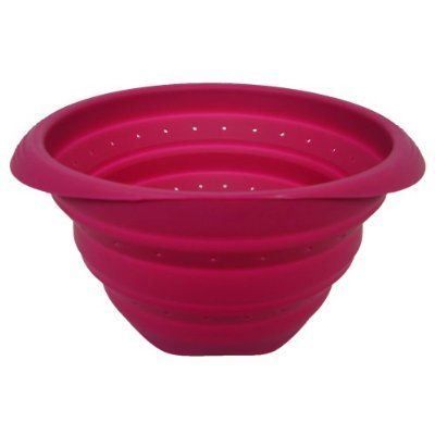 Passoire pliable 23 cm rose   Silicone platine, Diamètre  23 cm