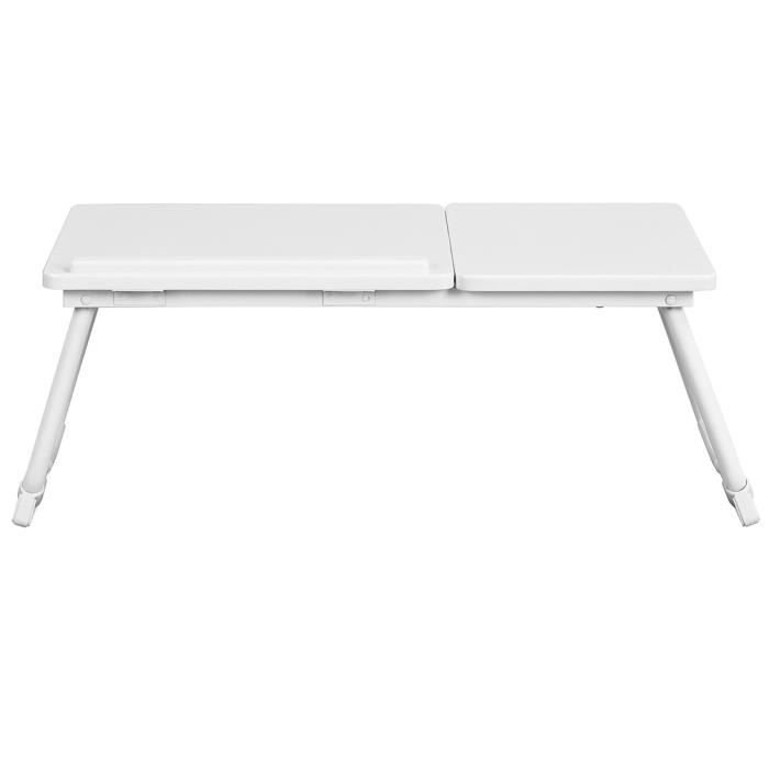 Tablette de lit pliable MAMIE BEECH - Structure en métal - Coloris blanc laqué
