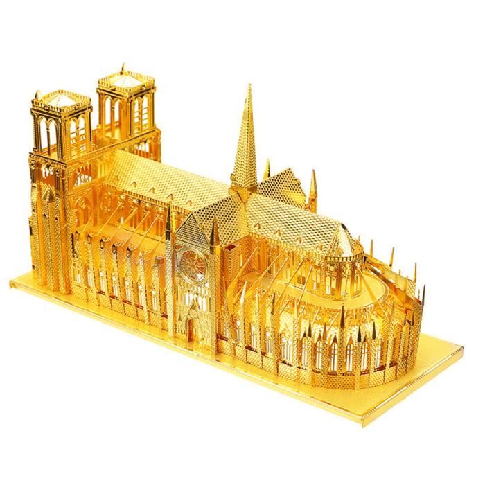 Cathédrale Notre Dame De Paris France Tourisme Souvenir 3d Aluminium Laiton Puzzle - 