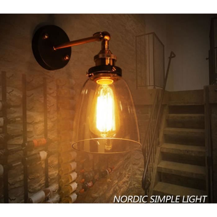 Lampe Suspendue En Verre à Base De Cuivre Murale Vintage Lampe