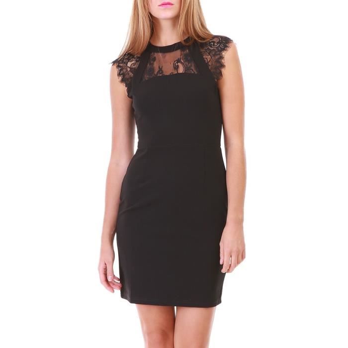 Et Achat Rond Moulante Col Dentelle S Noire Robe Noir Vente thrdQsC
