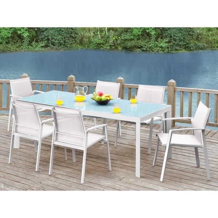 Salle à manger de jardin PALAOS Table extensible 190300cm + 6