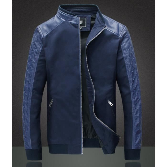 Pu Blouson Swag Fashion Achat Vente Syn Veste Bleu Sfqx8FF