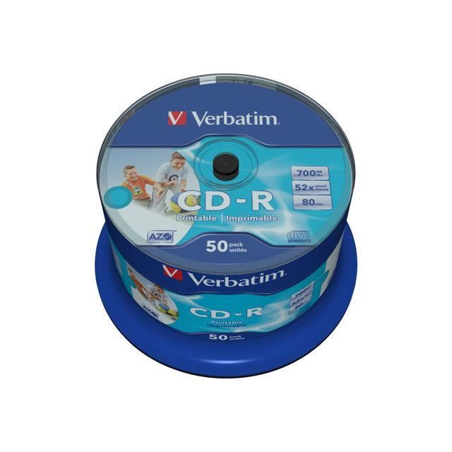 Verbatim CD R 700 Mo certifié 52x imprimable x50   Achat / Vente CD