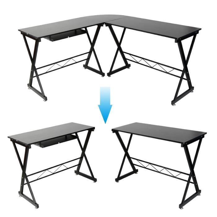 Table d'ordinateur Coin en Forme de L Portable1
