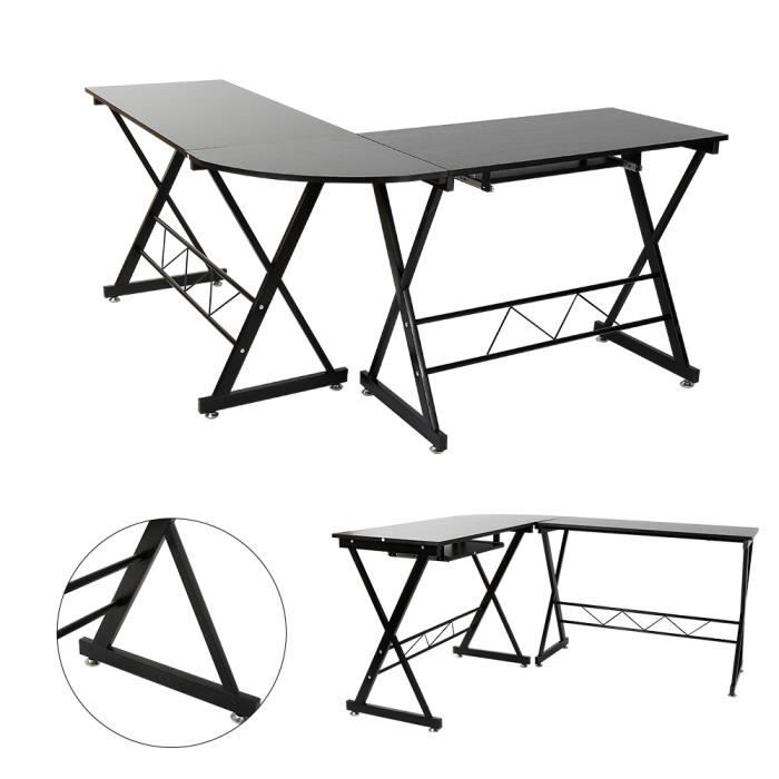 Table d'ordinateur Coin en Forme de L Portable2