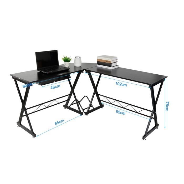 Table d'ordinateur Coin en Forme de L Portable3