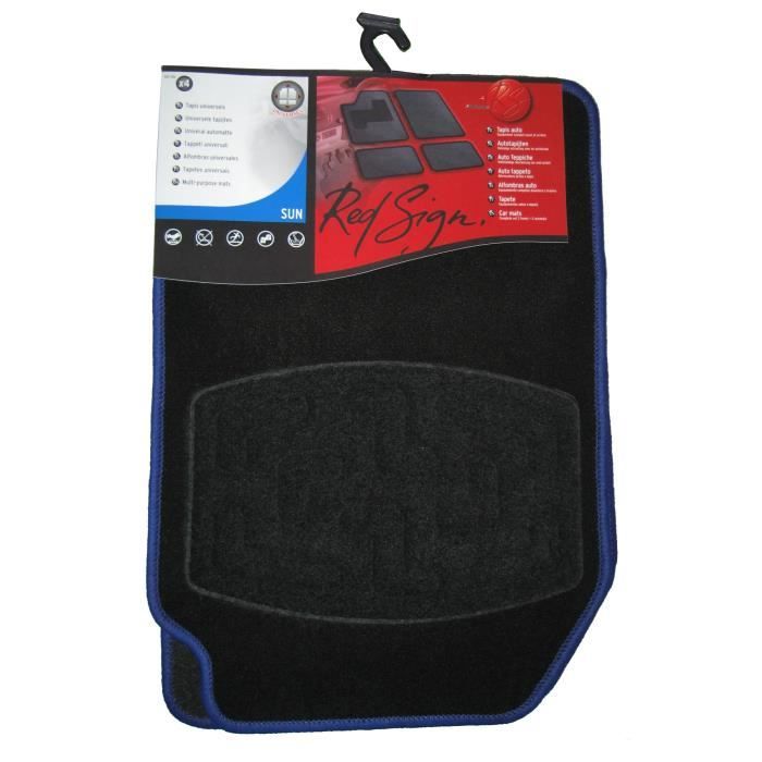 RED SIGN 4 tapis moquette SUN Noir bordé bleu