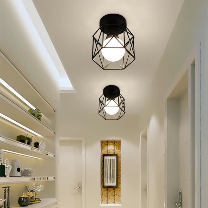 U-do Lot de 2 Plafonnier Fer Forge Industrielle en Métal ...