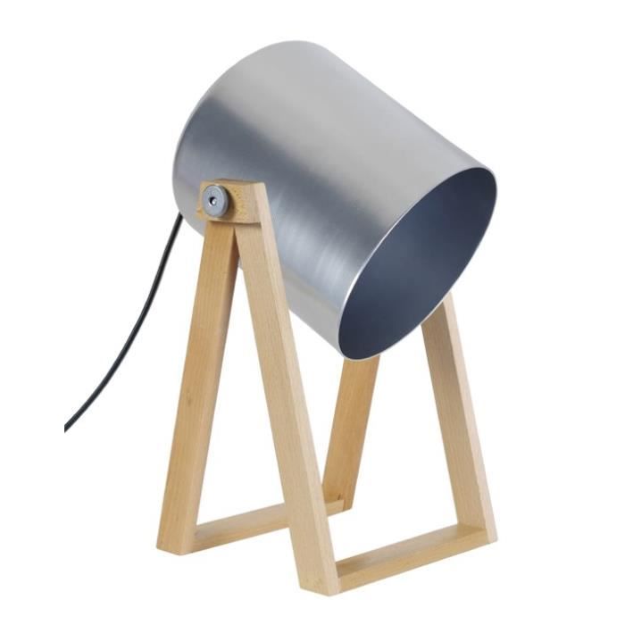 SPIELBERG Lampe spot acier - 16x20x30cm - Naturel/Aluminium