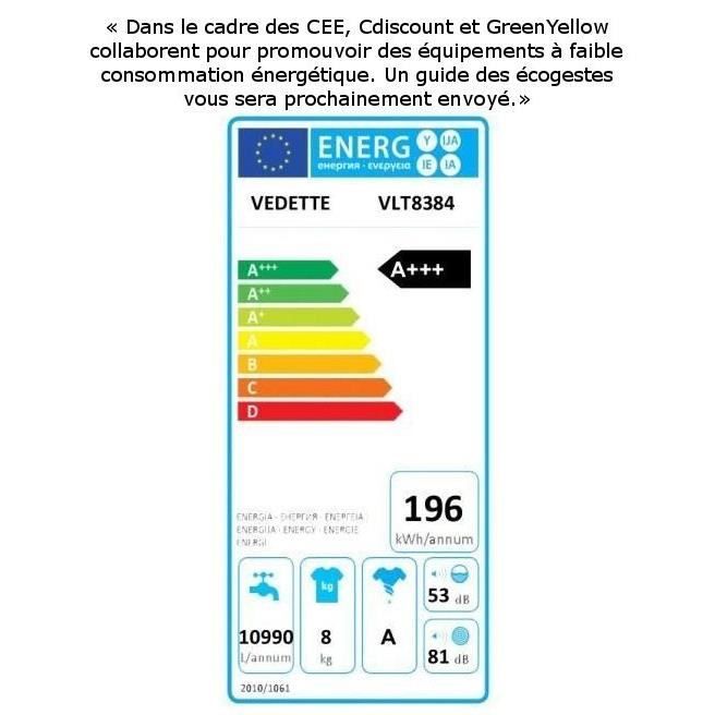  VLT8384 - Lave-linge top - 8kg - 1400 tours -3