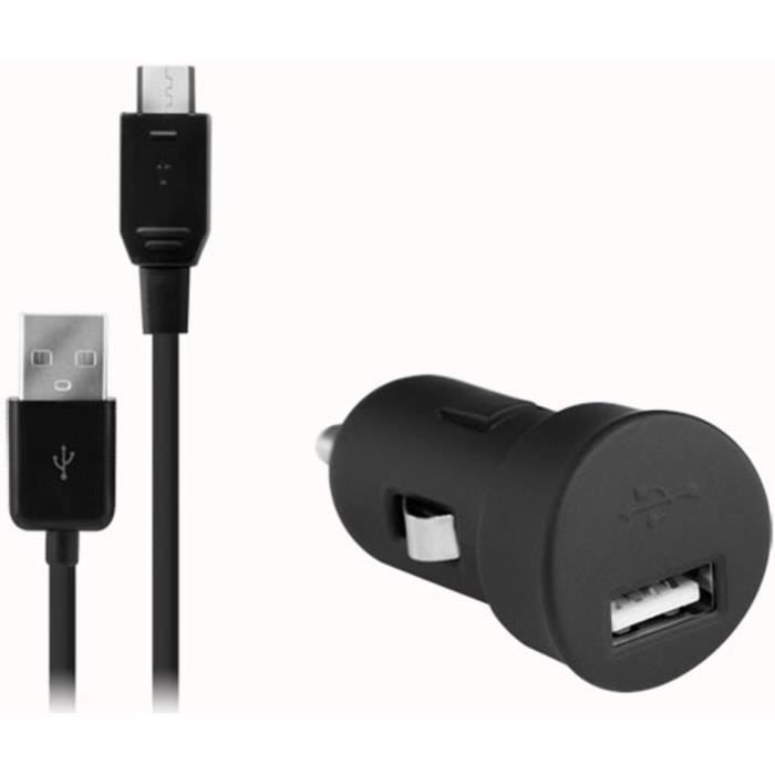 BBC mini chargeur allume-cigare 1A + câble microUSB - Noir
