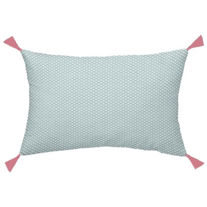 TODAY TROPIK SUMMER Coussin Pampilles Forest Aurora - 30 x 50 cm - Vert foncé et rose