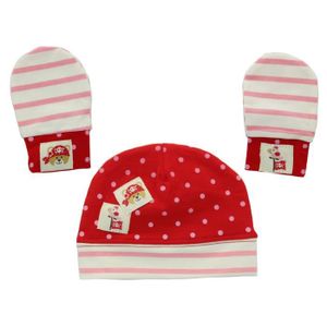 Baby Love , Bonnet et moufles pirate fille en jersey