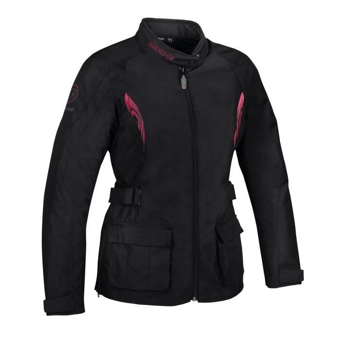 BERING Veste de moto Lady Virginia - Noir / Fuchsia