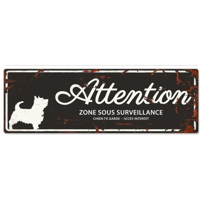D&D Plaque Attention Chien Terrier - Noir