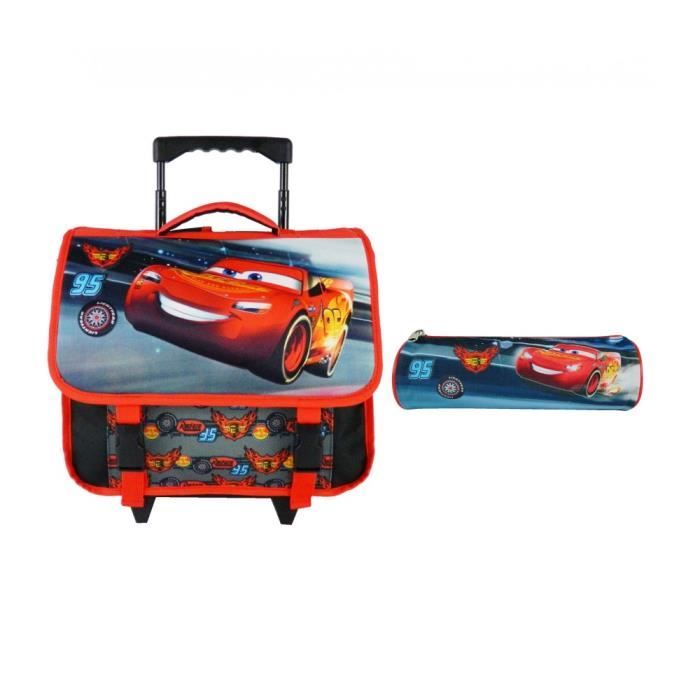 CARS Cartable à Roulettes 38 cm + Trousse Scolaire