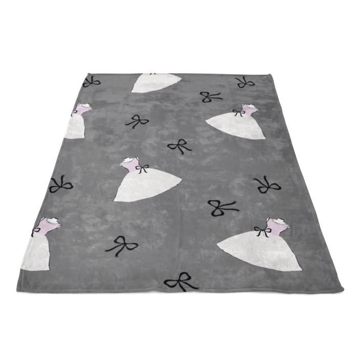 SOLEIL D' OCRE Couverture polaire microfibre Anais - 220 x 240 cm - Gris anthracite