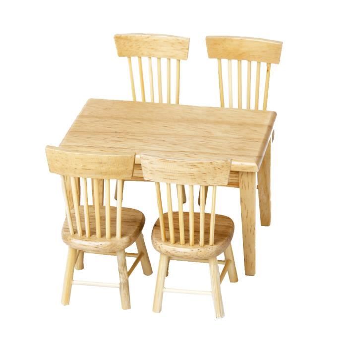 Maison 5pcs Xuoztklwpi Meubles 1h12 Modèle De Mis Chaise Table Salle 76yvIbYgf