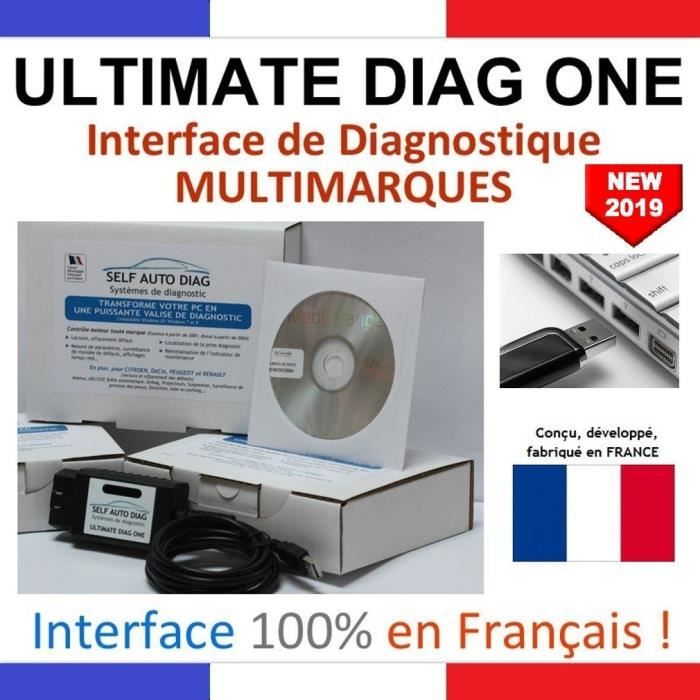 Valise diagnostic multimarques ULTIMATE DIAG ONE Interface diagnostique multimarque OBD et logiciel SELF AUTO DIAG sur Cle USB