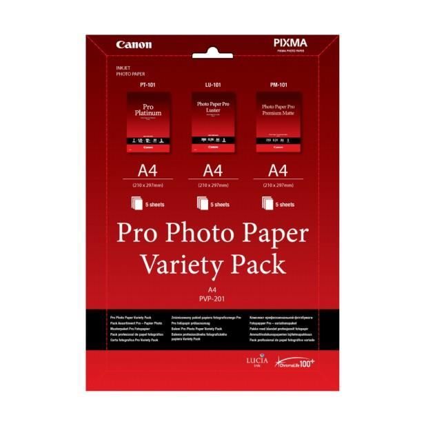 CANON Pack PVP 201 Variete Pro Pack LU 101 5 feuilles PT 101 5 feuilles PM 101 5 feuilles