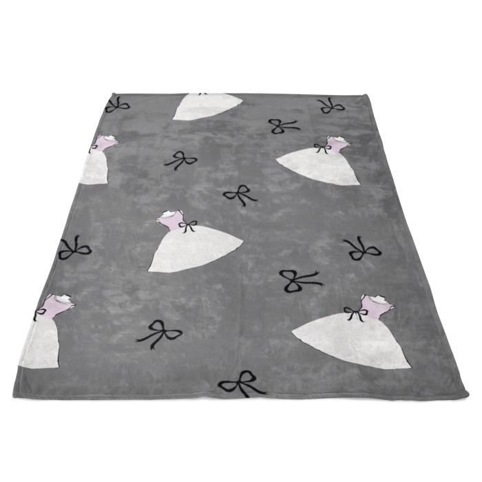 SOLEIL D' OCRE Couverture polaire microfibre Anais - 180 x 220 cm - Gris anthracite