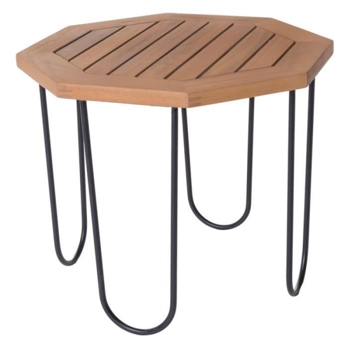 Table de salon de jardin octogonale 50cm en bois d\'acacia et métal ... Table de salon de jardin octogonale 50cm en bois d\'acacia et métal ...