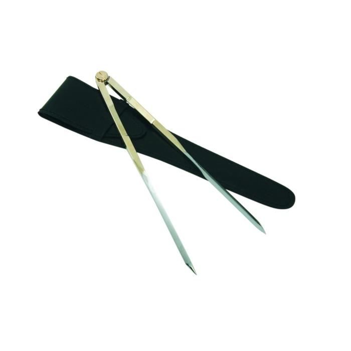 EUROMARINE 1 Compas Droit Laiton + 1 Etui Cuir