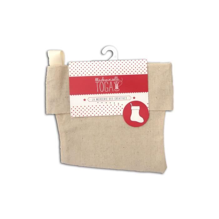 TOGA Chaussette à customiser - Motif Noël - 100% coton - Blanc Crème