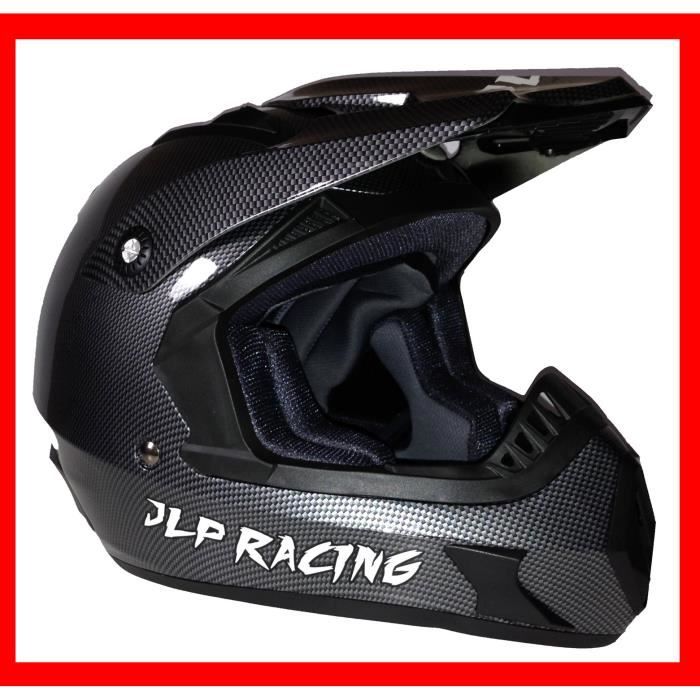 Casque Moto Cross Quad Vtt Bmx Masque Noir Style Carbone Taille M