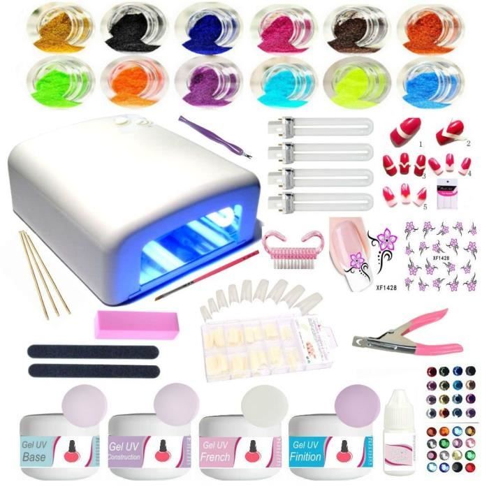 COFFRET DE MANUCURE Kit manucure Eco nail art lampe uv gel capsules fa