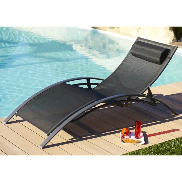 Chaise Textilène Chaise Textilène Longue Aluminium Longue Aluminium Noir 9WIEDH2