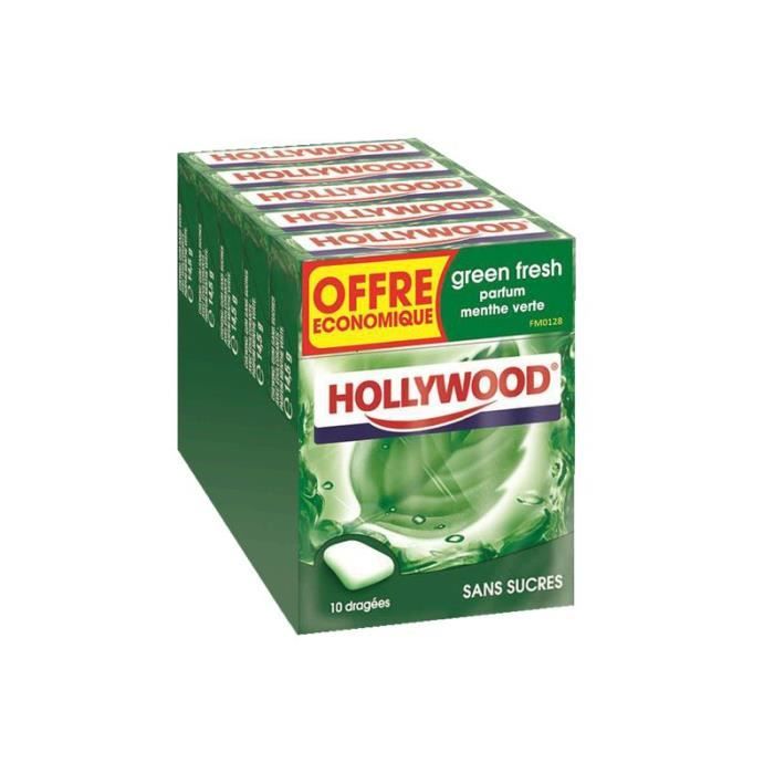 Hollywood ChewingGum Green fresh Parfum Menthe Verte x5 Achat