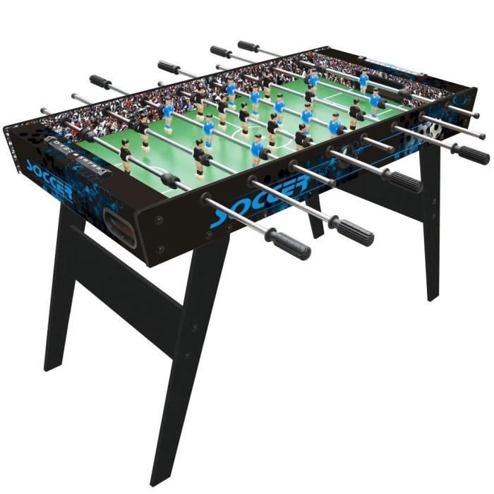 MGM Babyfoot En Bois - 120x60x78 cm - Cannes en acier chromé - 3 balles incluses
