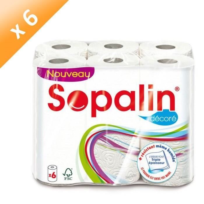 SOPALIN Rouleaux Essuie-tout Sopalin cŒur - Blanc - Lot de 6 x 6
