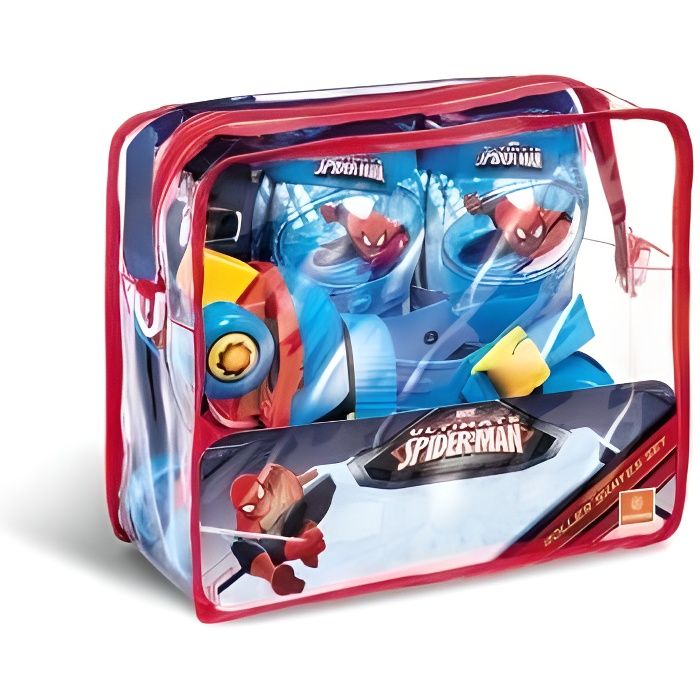 SPIDERMAN Rollers Reglables et protections (taille 22 a 29) (Patins + Genouilleres + Coudieres) - Marvel